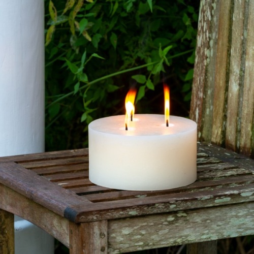 Rustic Outdoor Pillar Candle Three Wick  by Grand Illusions